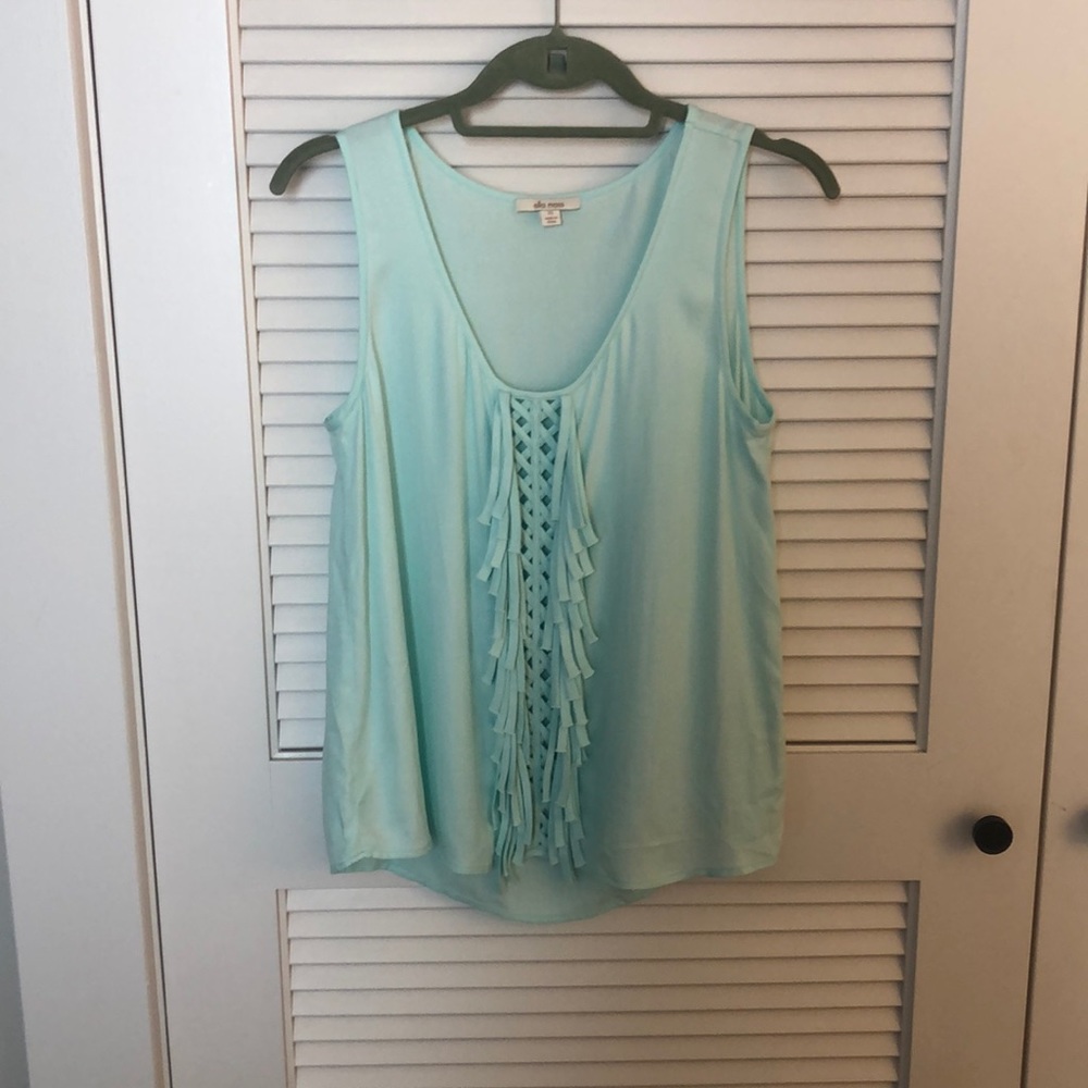Ella Moss aqua fringe sleeves blouse